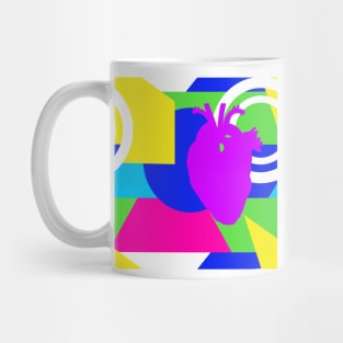 80s neon color block heart Mug